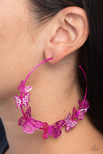 Load image into Gallery viewer, Shimmery Swarm - Pink Hoop Earrings Paparazzi