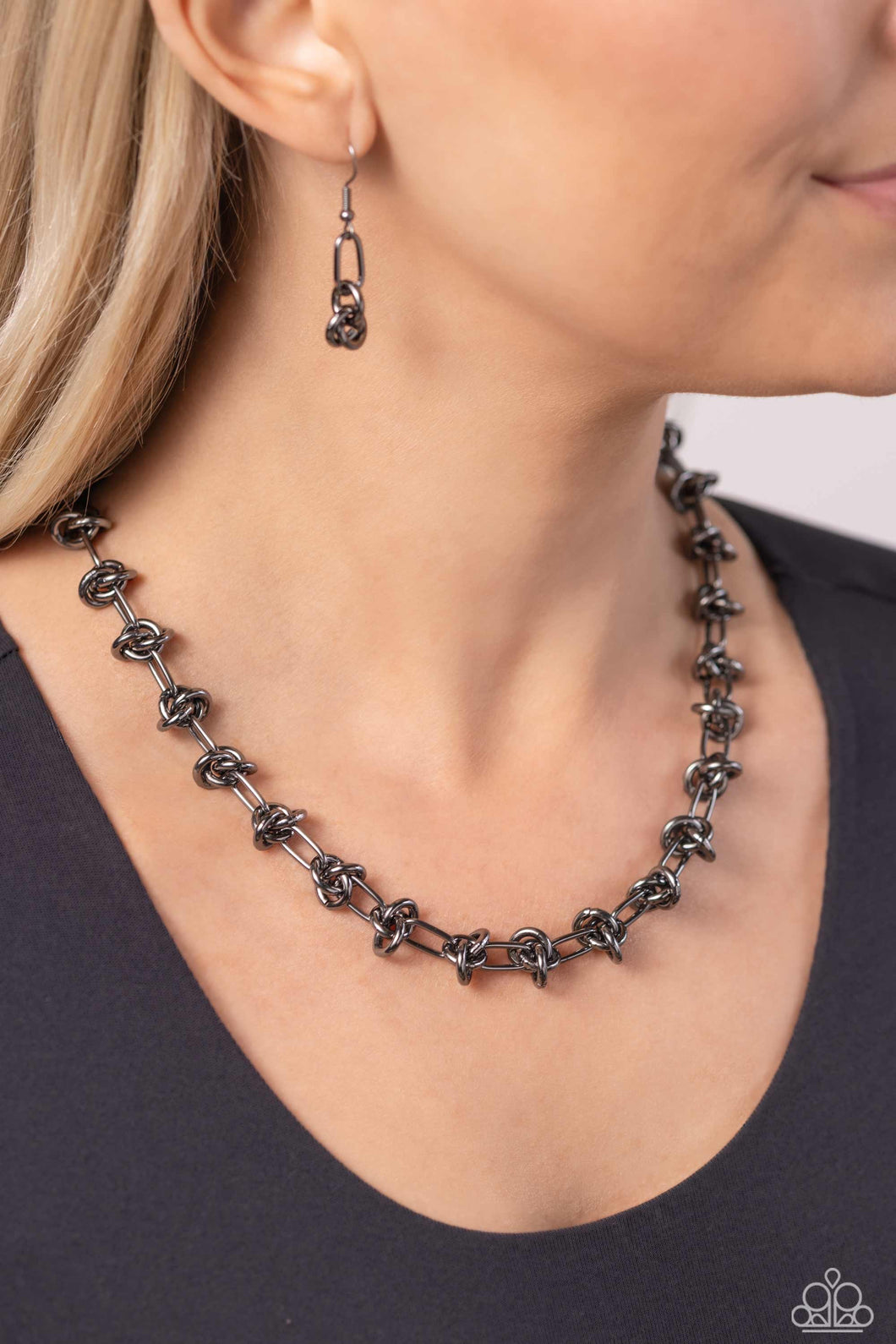 Knotted Kickoff - Black Necklace Paparazzi