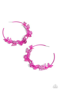 Shimmery Swarm - Pink Hoop Earrings Paparazzi