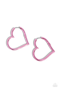 Loving Legend - Pink Hoop Hinge Earrings