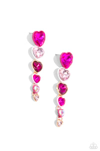 Cascading Casanova - Pink Post Earrings