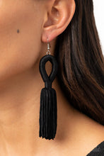 Load image into Gallery viewer, PAPARAZZI &quot;TASSELS AND TIARAS&quot; BLACK EARRINGS
