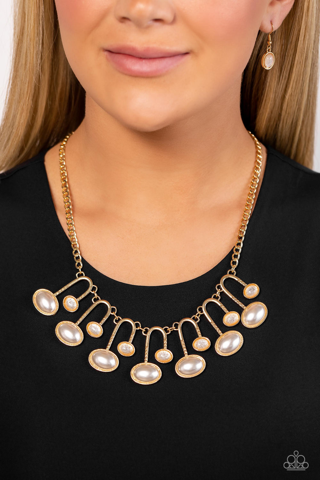 Abstract Adornment Gold Necklace Paparazzi