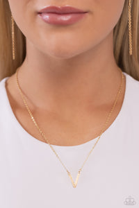 Leave Your Initials - Gold - V Necklace Paparazzi