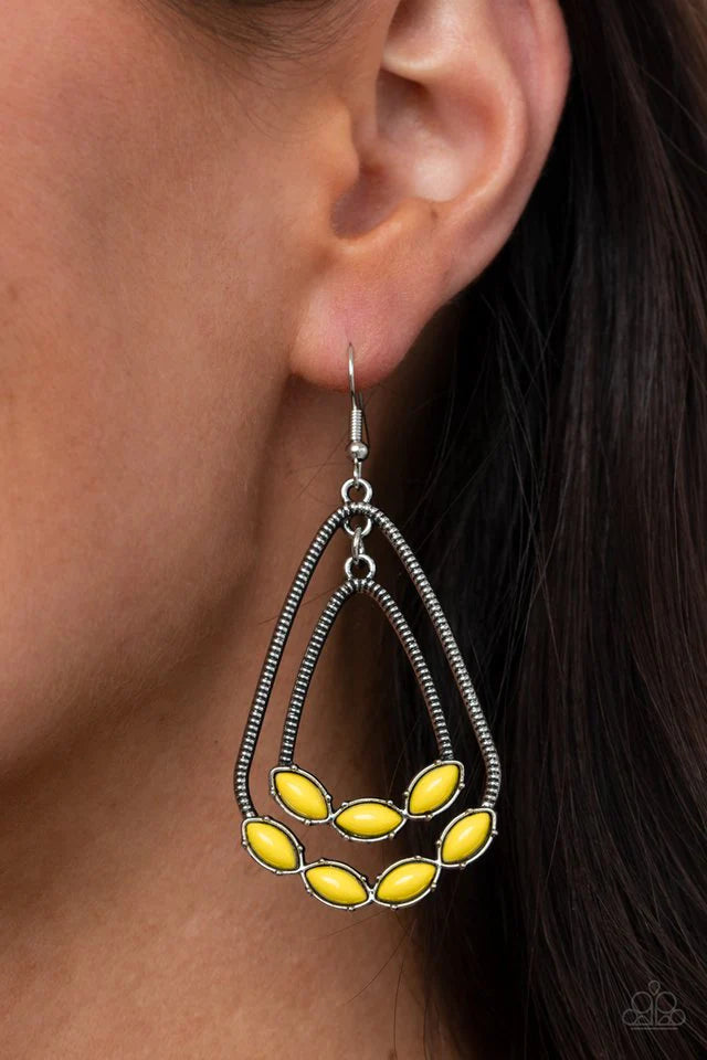 Summer Staycation Yellow Earrings Paparazzi