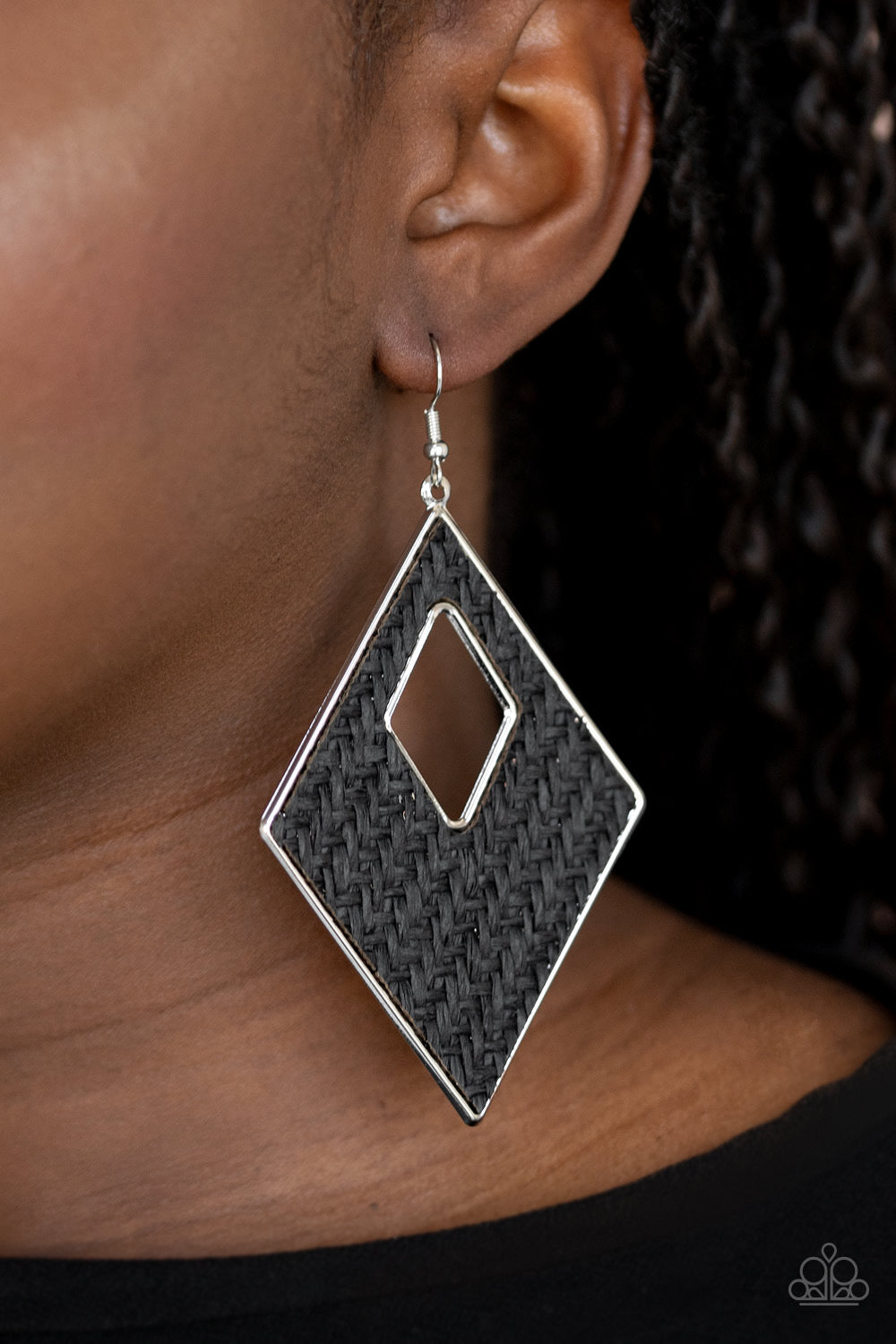 Woven Wanderer - Black Earrings Paparazzi