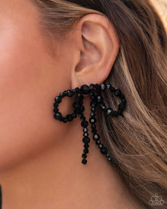 Butler Bowtie Black Earrings Paparazzi