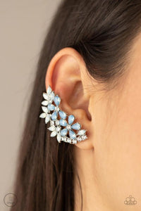 Garden Party Powerhouse - Blue Opalescent Ear Crawler Earrings - Paparazzi