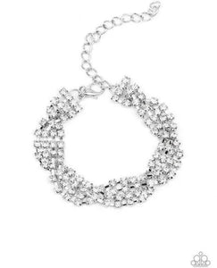 Paparazzi Twists And Turns - White Rhinestone Bracelet