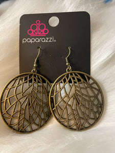 Fractured Foilage - Brass Earrings