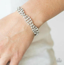 Load image into Gallery viewer, Paparazzi Twists And Turns - White Rhinestone Bracelet
