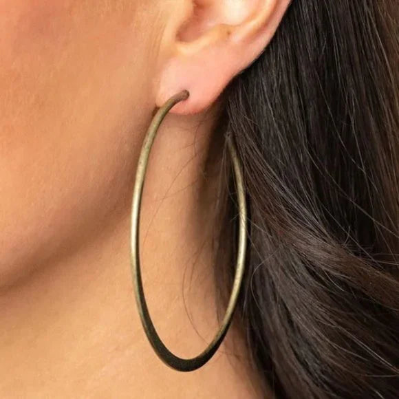 Flat Spin Brass Hoop Earrings